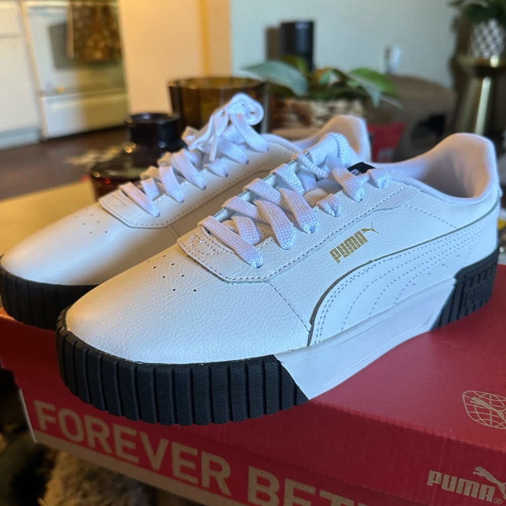 Puma White Sneakers with Black Accents